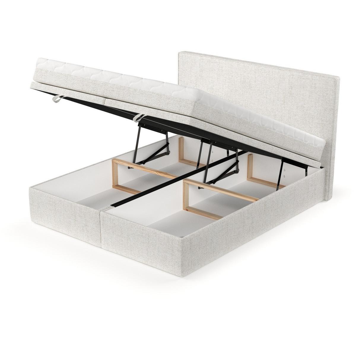 BOXBETT Zalla 140/200 cm Creme im Neve Stoff - Creme/Schwarz, Holz/Holzwerkstoff (140/200cm) - AltaBeds