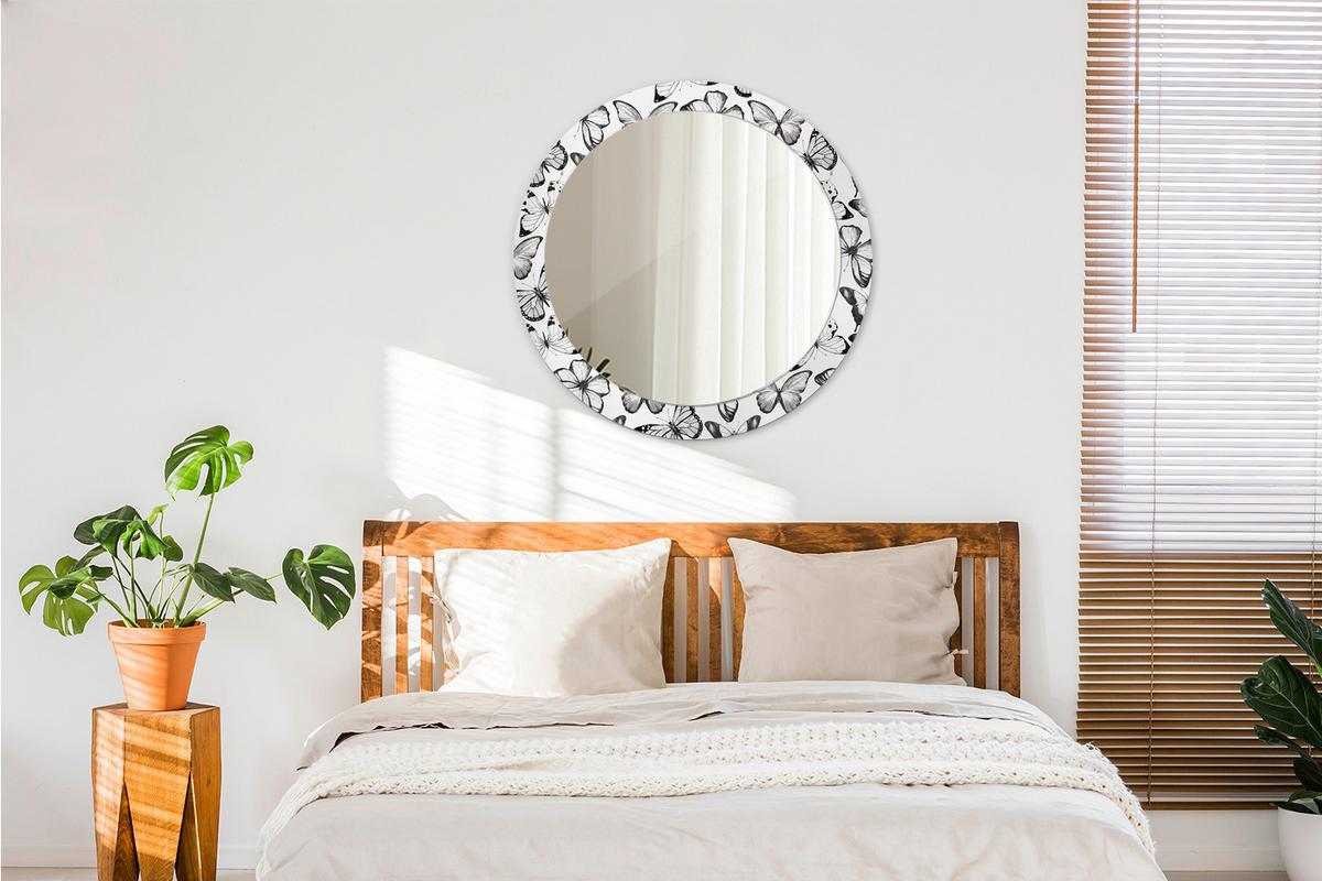 SPIEGEL Rund Ø 80 cm mit Aufdruck - Schwarz, Glas (80/80/0.4cm) - Wallfluent