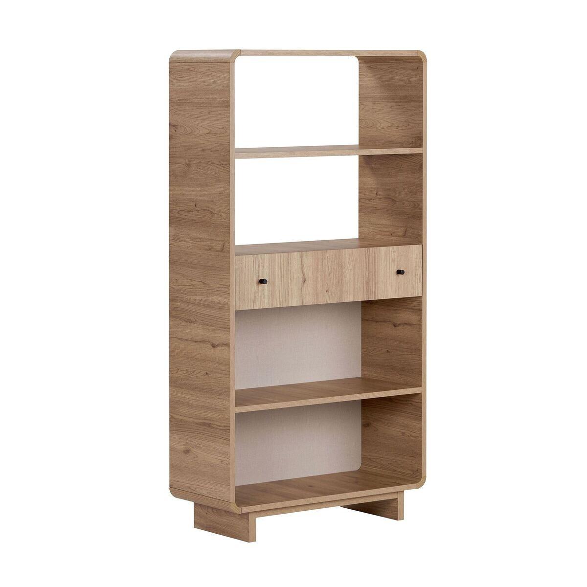 REGAL 1 Schublade, 4 offenen Fächern mit abgerundeten Kanten 34/154/78 cm - Eichefarben, Holzwerkstoff (34/154/29cm) - Calicosy
