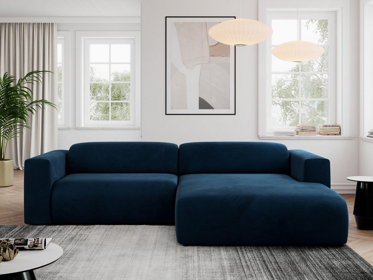 OFERTA WYCOFANA ECKSOFA PASADENA Dunkelblau Velvet Rechts Seite - Schwarz/Dunkelblau, Kunststoff/Textil (288/180cm) - MKS