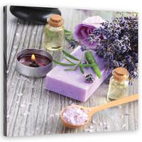 WANDBILD zen spa lila seife - Lila, Textil (40/40cm) - Feeby