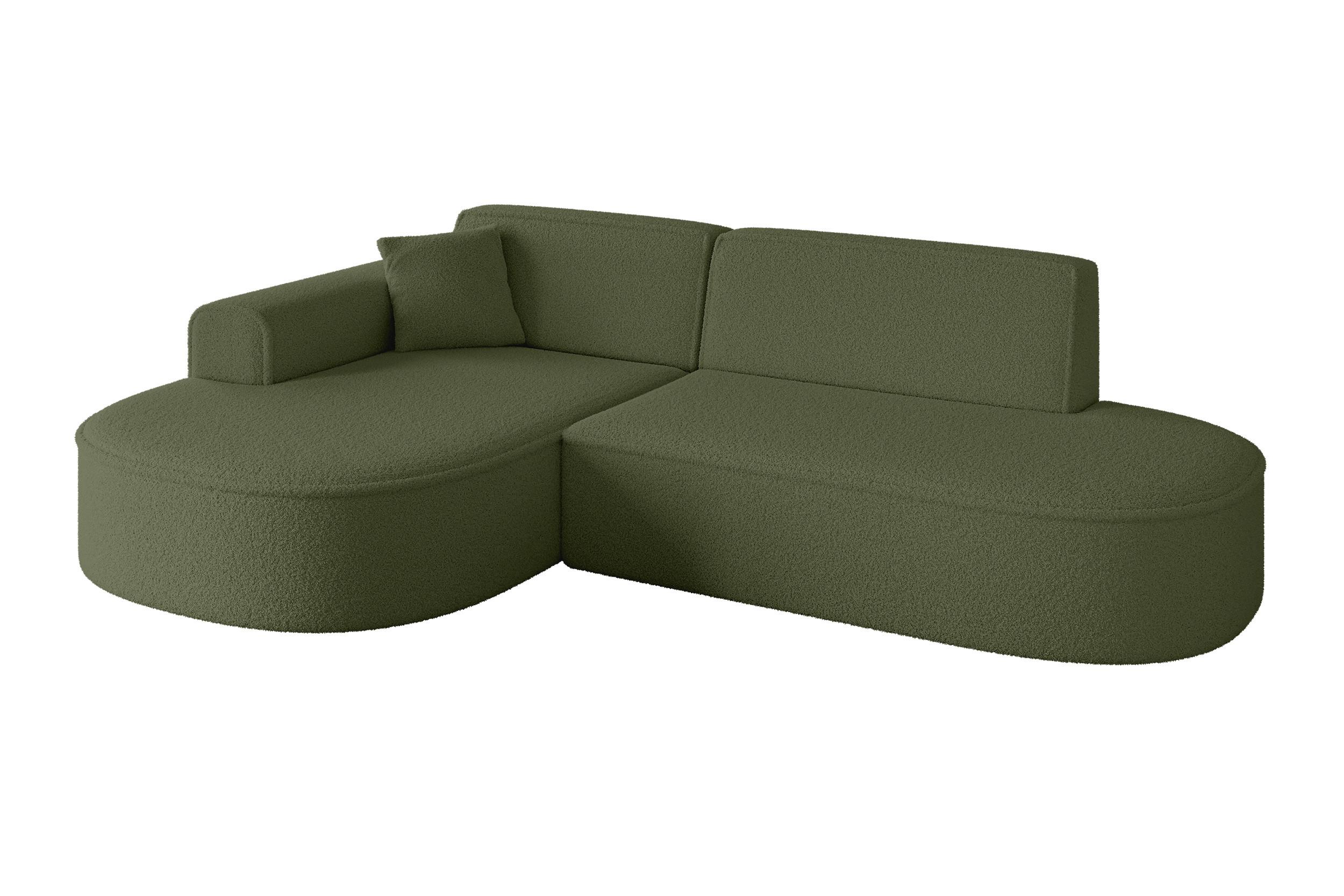 ECKSOFA Ottomane Links MARI-L1 - 243x171x79 cm Grün Bouclé - Schwarz/Grün, Holzwerkstoff/Kunststoff (163/234cm) - ALTDECOR