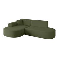 ECKSOFA Ottomane Links MARI-L1 - 243x171x79 cm Grün Bouclé - Schwarz/Grün, Holzwerkstoff/Kunststoff (163/234cm) - ALTDECOR