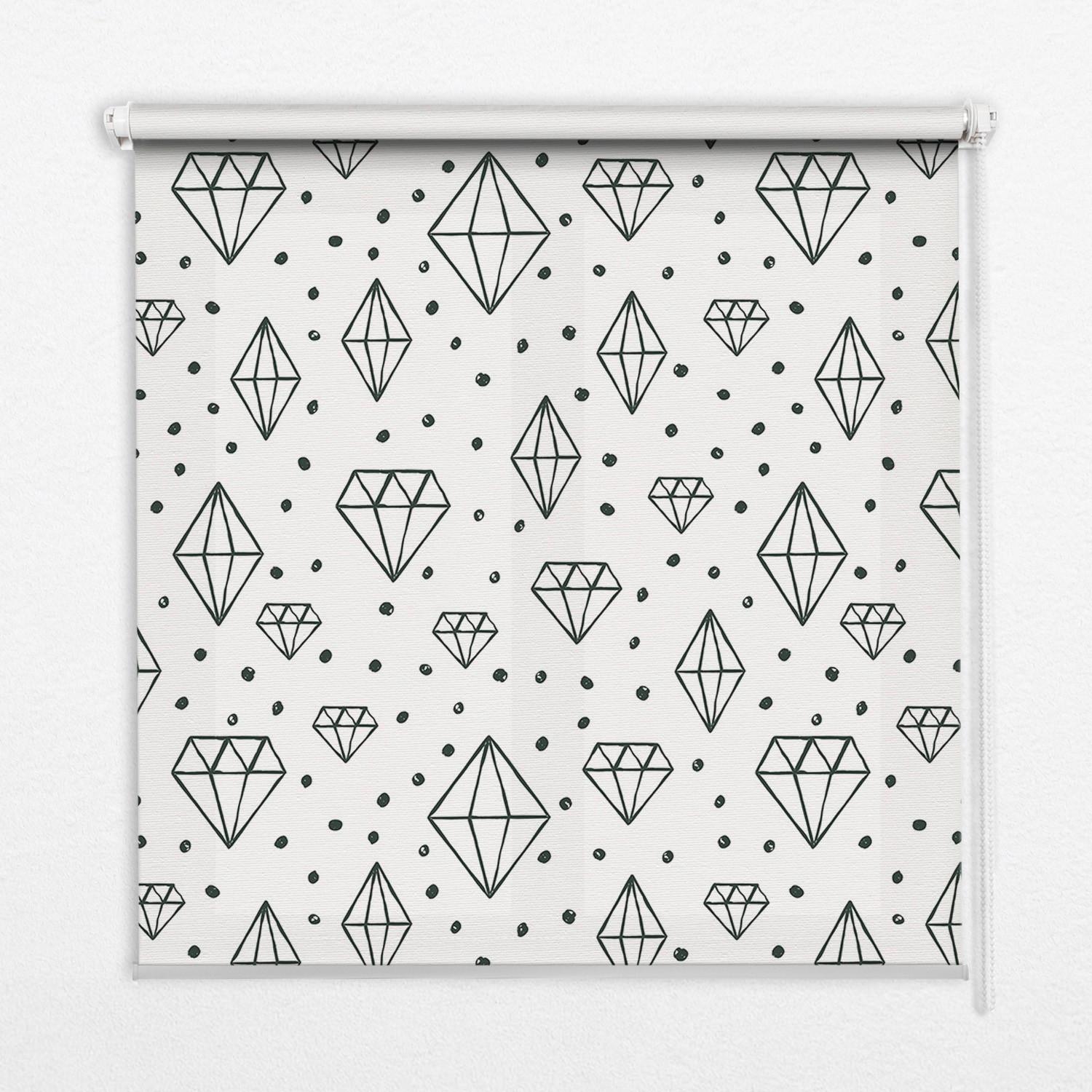 INNENROLLO - Fensterrollo - Rollo - 150x140 cm - Gezeichnete Rauten - Schwarz, Kunststoff (150/140/0.5cm) - TULUP
