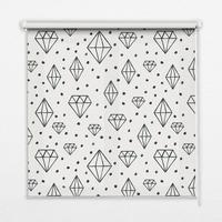 INNENROLLO - Fensterrollo - Rollo - 100x140 cm - Gezeichnete Rauten - Schwarz, Kunststoff (100/140/0.5cm) - TULUP