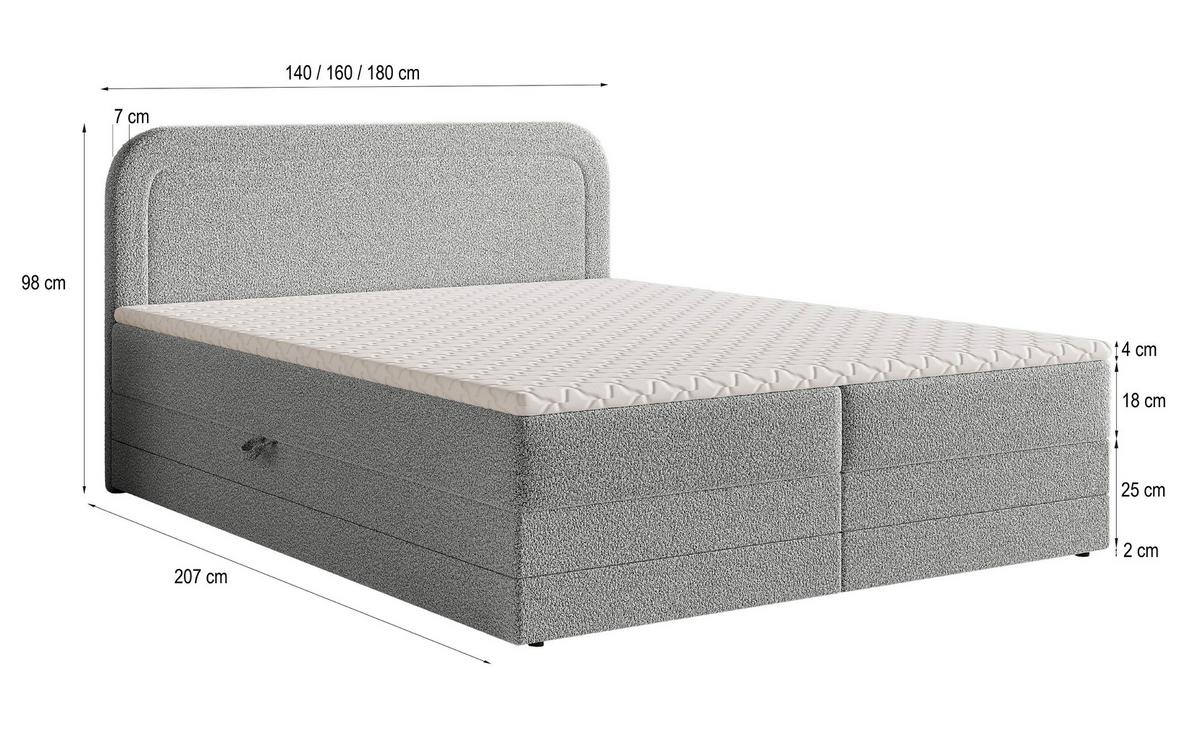 BOXBETT ARMEL 140x200 cm mit Matratze und Topper - Blau - Blau, Holz (140/200cm) - MASSENO