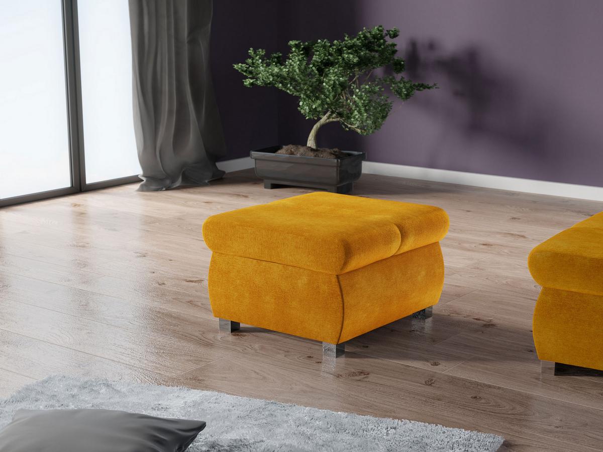 POLSTERHOCKER Bangkok Klein - Currygelb/Silberfarben, Holz/Kunststoff (60/39/60cm) - MIRJAN24