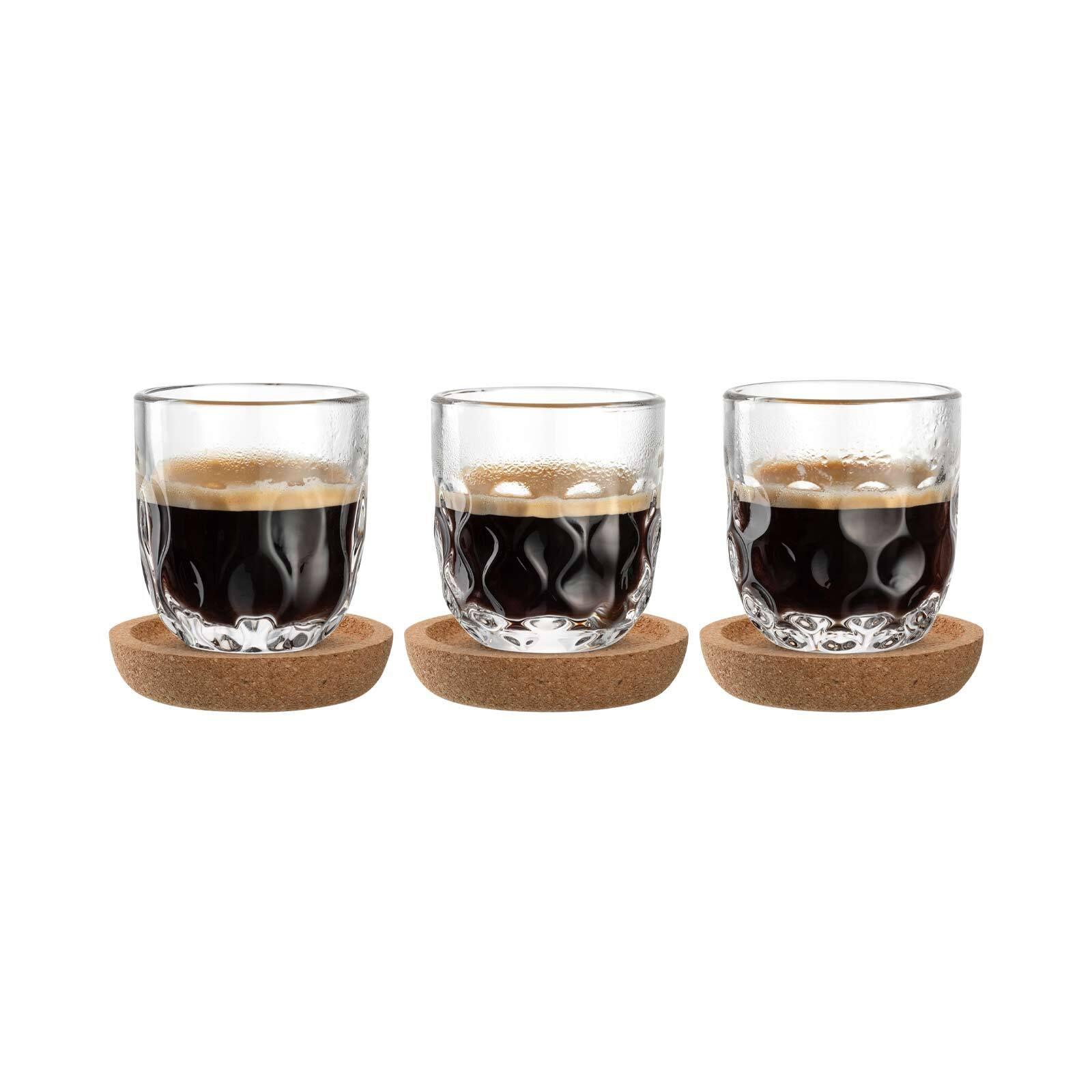 ESPRESSO-SET MIT UNTERSETZER Gocce transparent 60 ml 3er Set - Transparent, Glas (0.06L) - Leonardo Living
