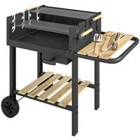 HOLZKOHLEGRILL Metall Kiefernholz Schwarz - Schwarz, Metall (58/82/99.5cm) - Outsunny