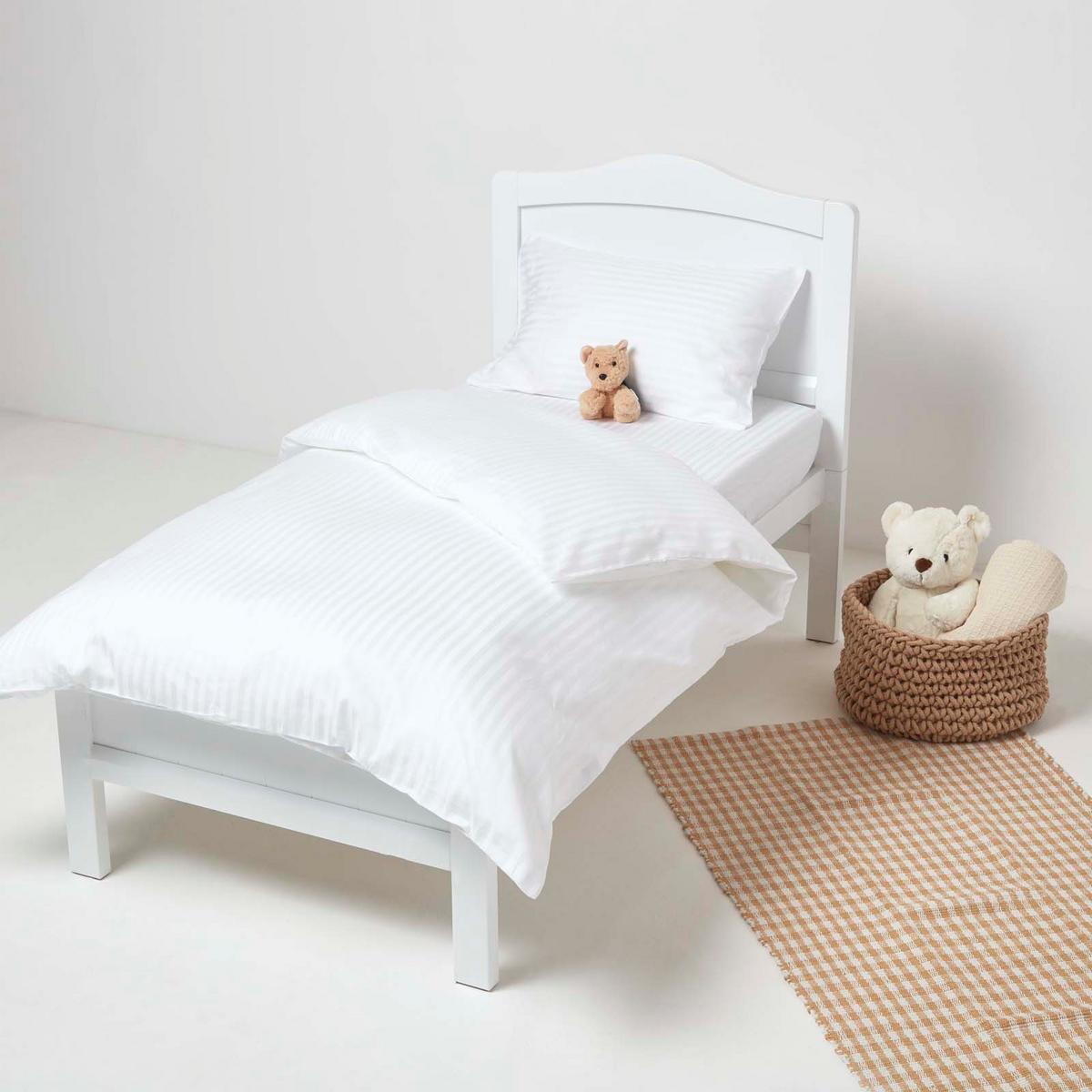 KINDER-KISSENBEZÜGE 2er-Set, Damast-Streifen - Weiß, Textil (40/60cm) - Homescapes