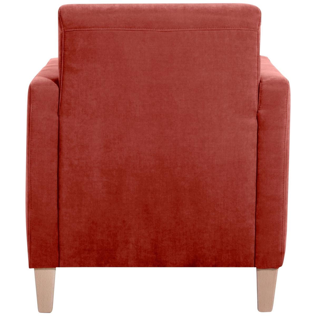 SESSEL Karol Bezug Veloursstoff Buche natur / terracotta - Rot, Kunststoff (71/81/70cm) - 58aufmkessel