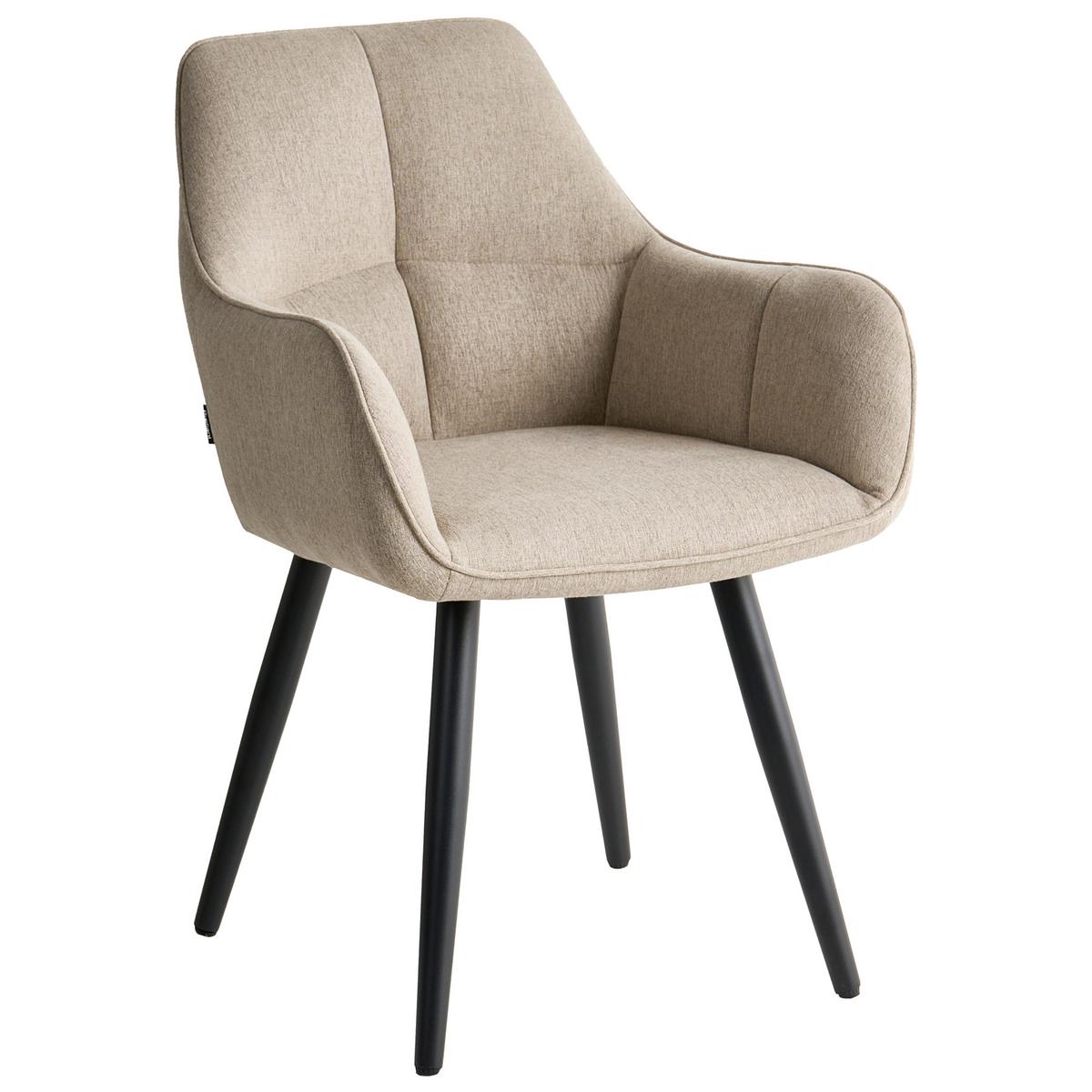 ESSZIMMERSTUHL 2er Set Kunstleinen Beige Tirano - Beige, Textil/Metall (56/83/64cm) - Beliani