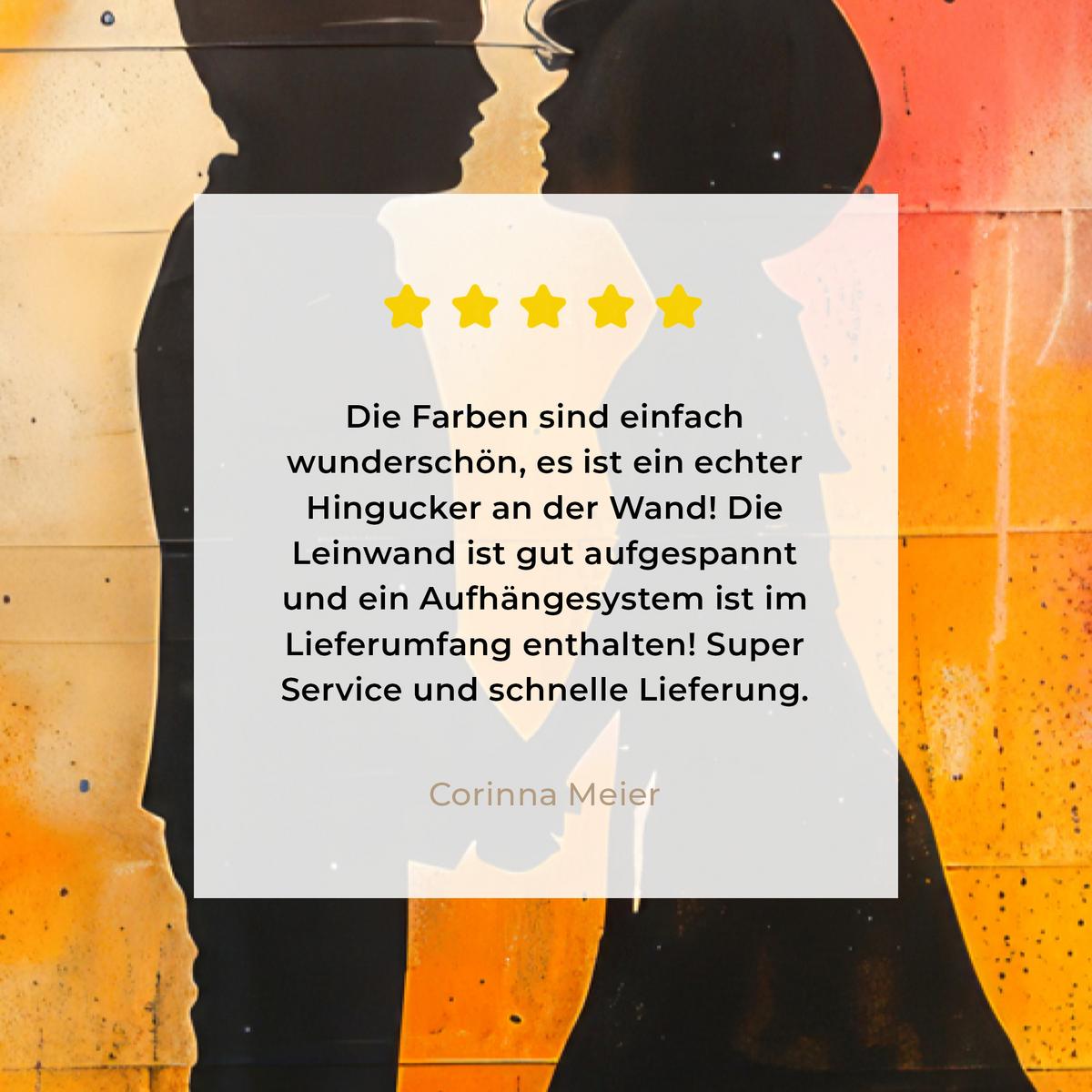 LEINWANDBILD Straßenkunst - Liebe - Graffiti - Kunst - Banksy Wanddeko 40x60 cm - Orange, Textil (40/60cm) - MuchoWow