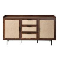 SIDEBOARD im Nussbaumdekor, 2 Türen, 3 Schubladen mit Fronten aus Stoff 140/39,5/79 cm - Nussbaumfarben, Holzwerkstoff (39.5/79/47.5cm) - Calicosy