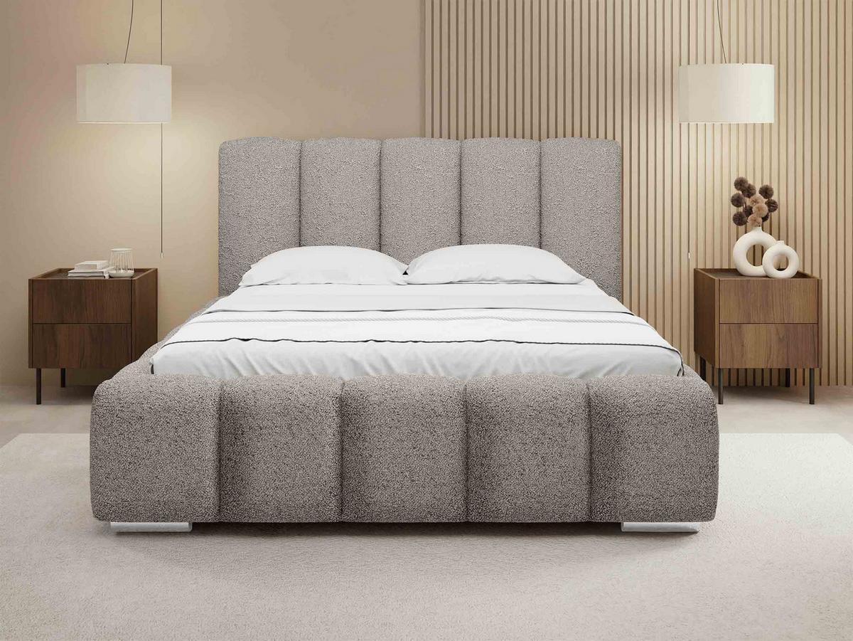 POLSTERBETT Wizko Boucle - Chromfarben/Naturfarben, Holz/Holzwerkstoff (160/200cm) - MIRJAN24