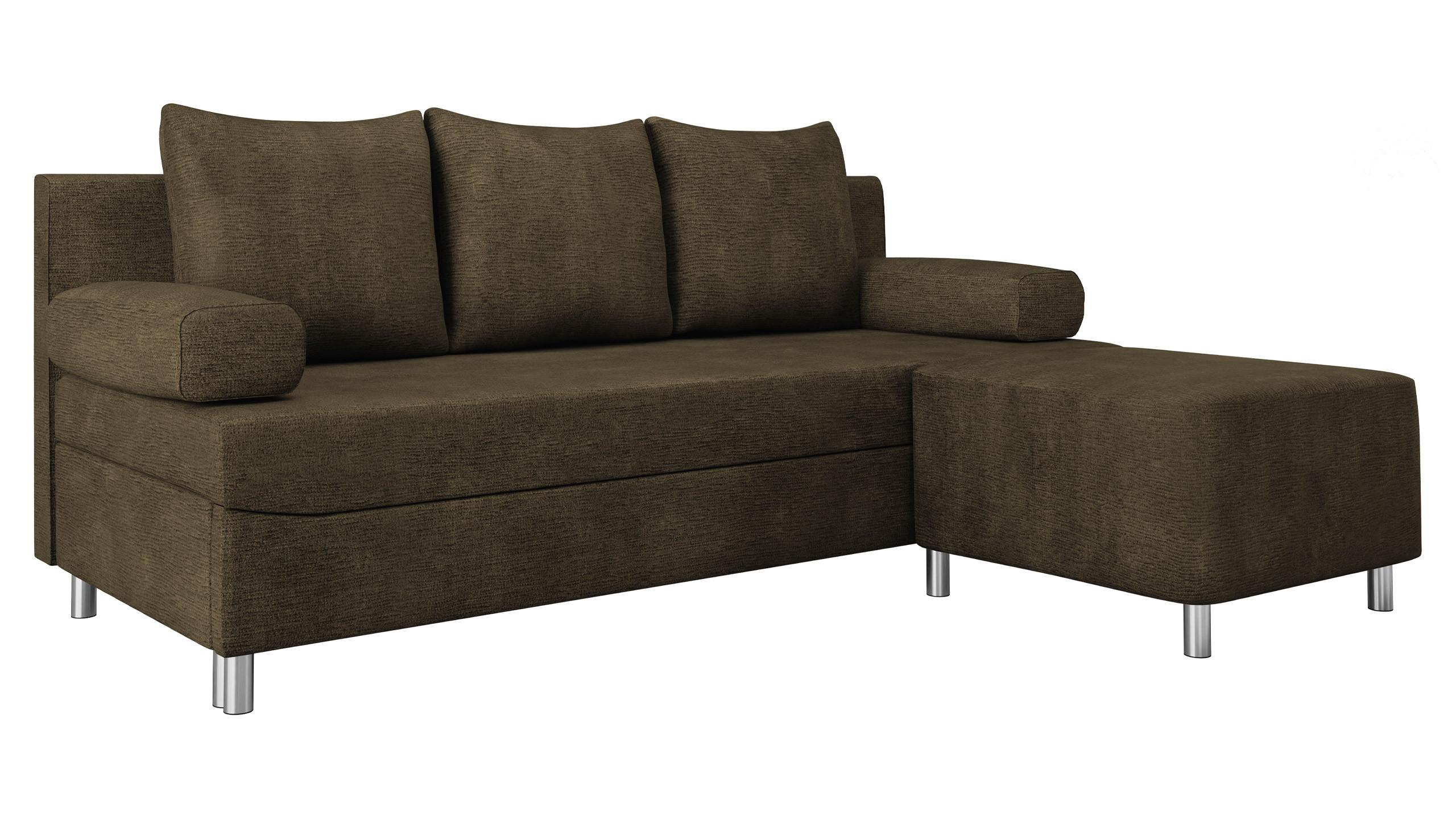 SCHLAFSOFA Dover mit Polsterhocker - Chromfarben/Nussbaumfarben, Holz/Kunststoff (192/86/80cm) - MIRJAN24