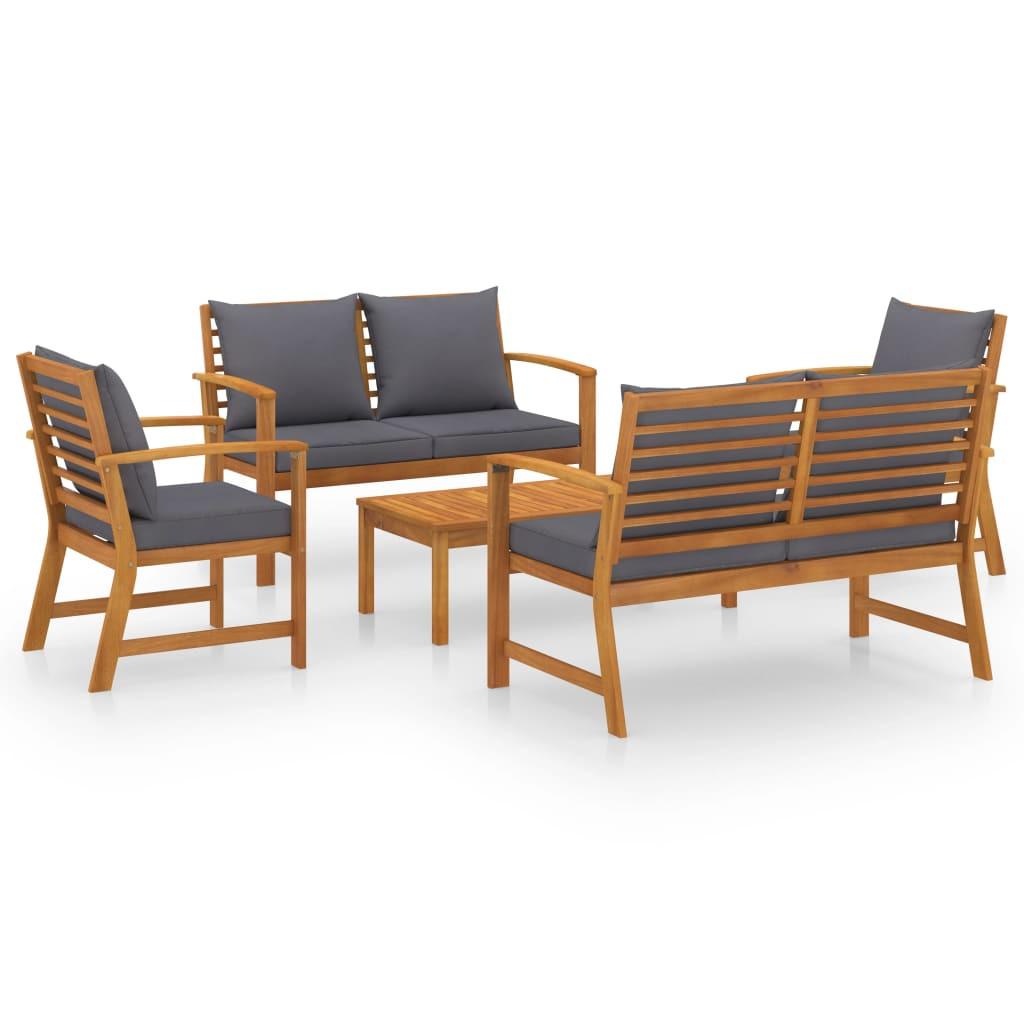 GARTENSET Reidy 5-teilig - Grau, Holzwerkstoff - Nettlife