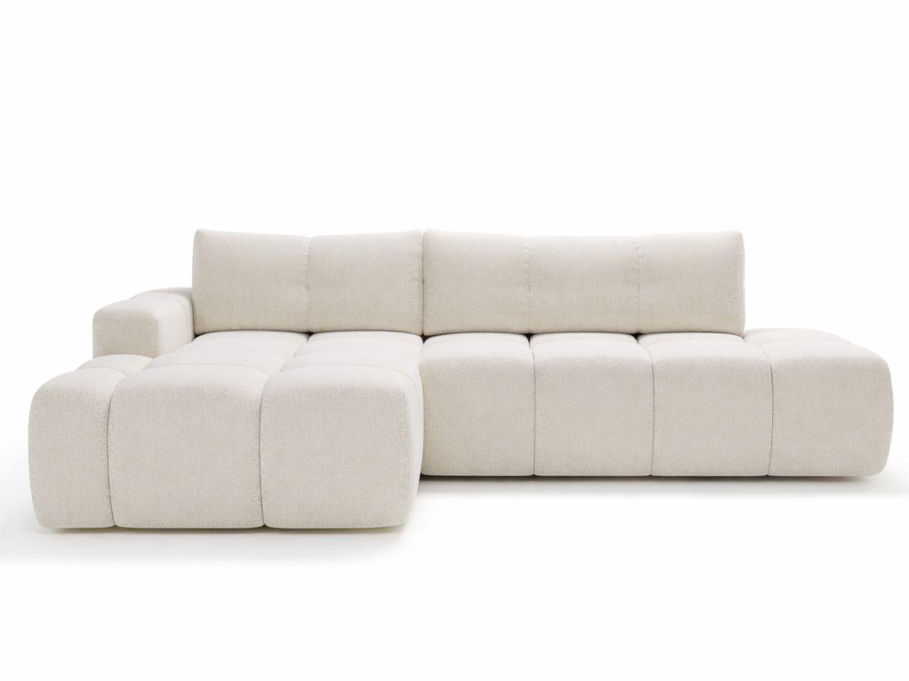 ECKSOFA Montero Bouclé-Stoff Weiß Rechts - Weiß, Holz/Textil (280/177cm) - Graingold