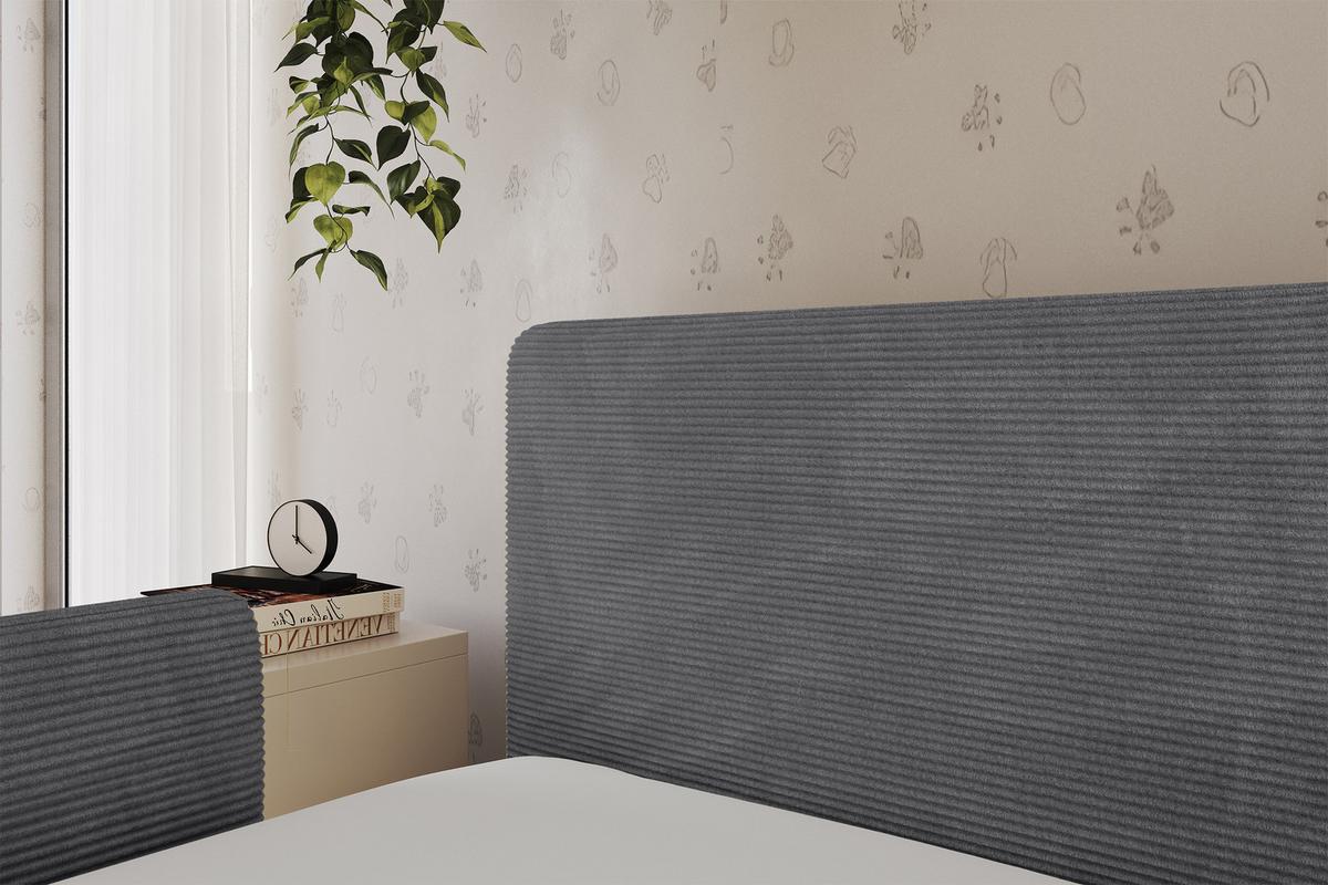 EINZELLBETT Jugendbett mit Bettkasten, Rechts - NORY 80x200 Dunkelgrau - Schieferfarben, Holzwerkstoff/Textil (80/200cm) - ALTDECOR