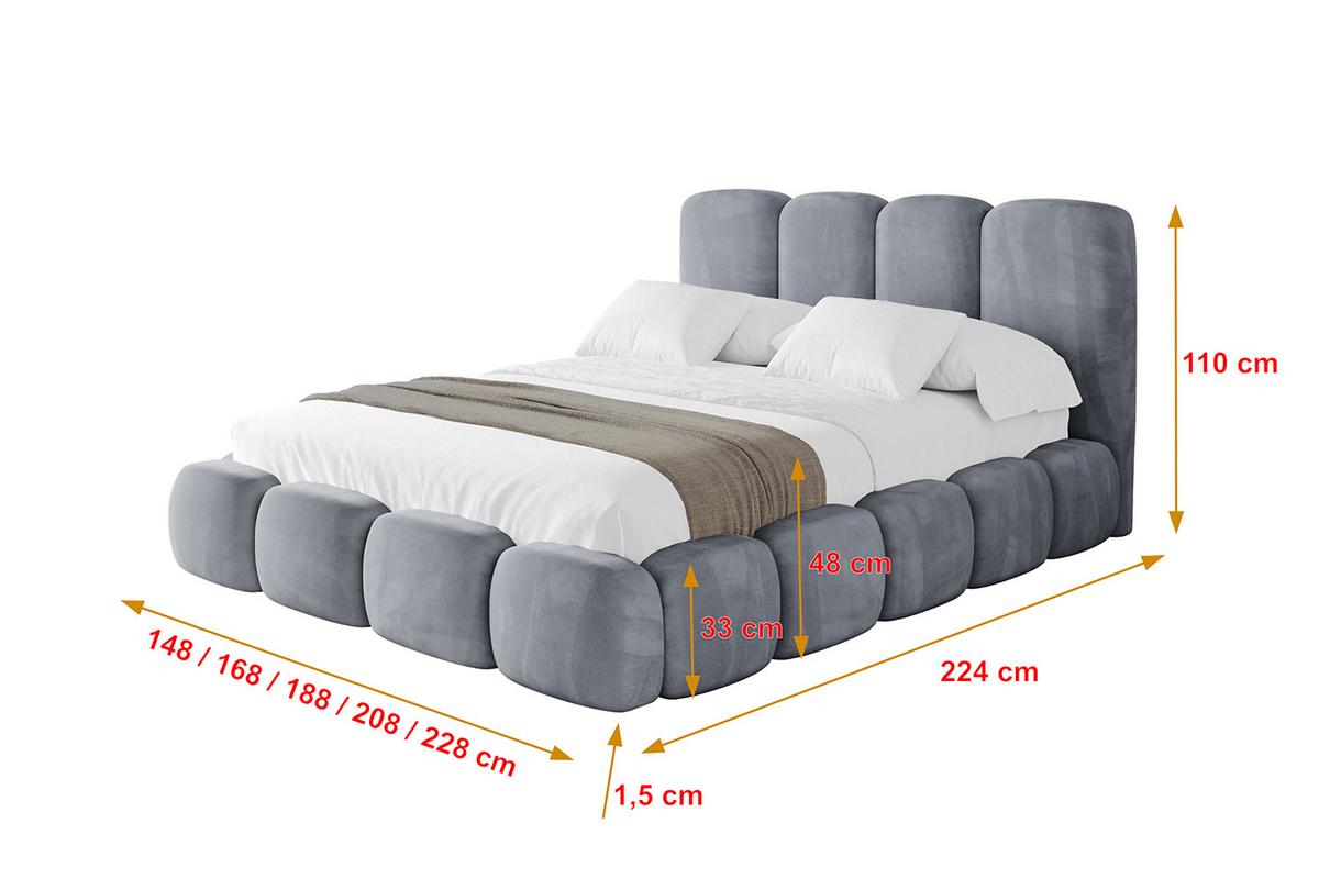 POLSTERBETT mit Bettkasten und Lattenrost, Boxbett ohne Matratze - KALA 120x200 Grau - Grau, Holzwerkstoff/Textil (120/200cm) - ALTDECOR