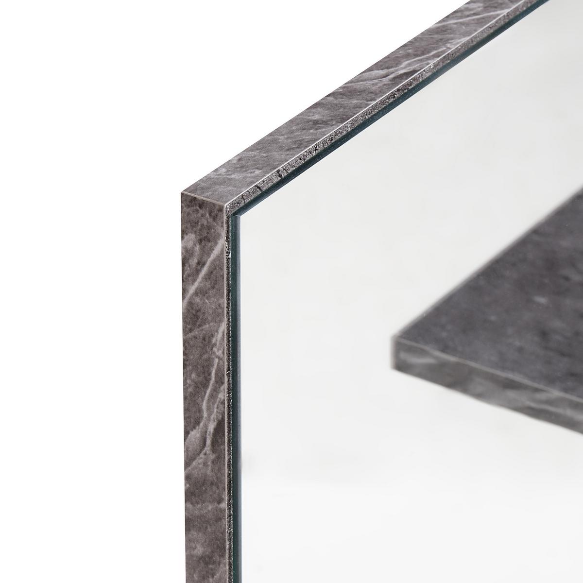 WANDSPIEGEL mit Ablage 45/45 cm Marmor Optik/Schwarz Pelotas - Schwarz, Holzwerkstoff (45/45/14cm) - Beliani