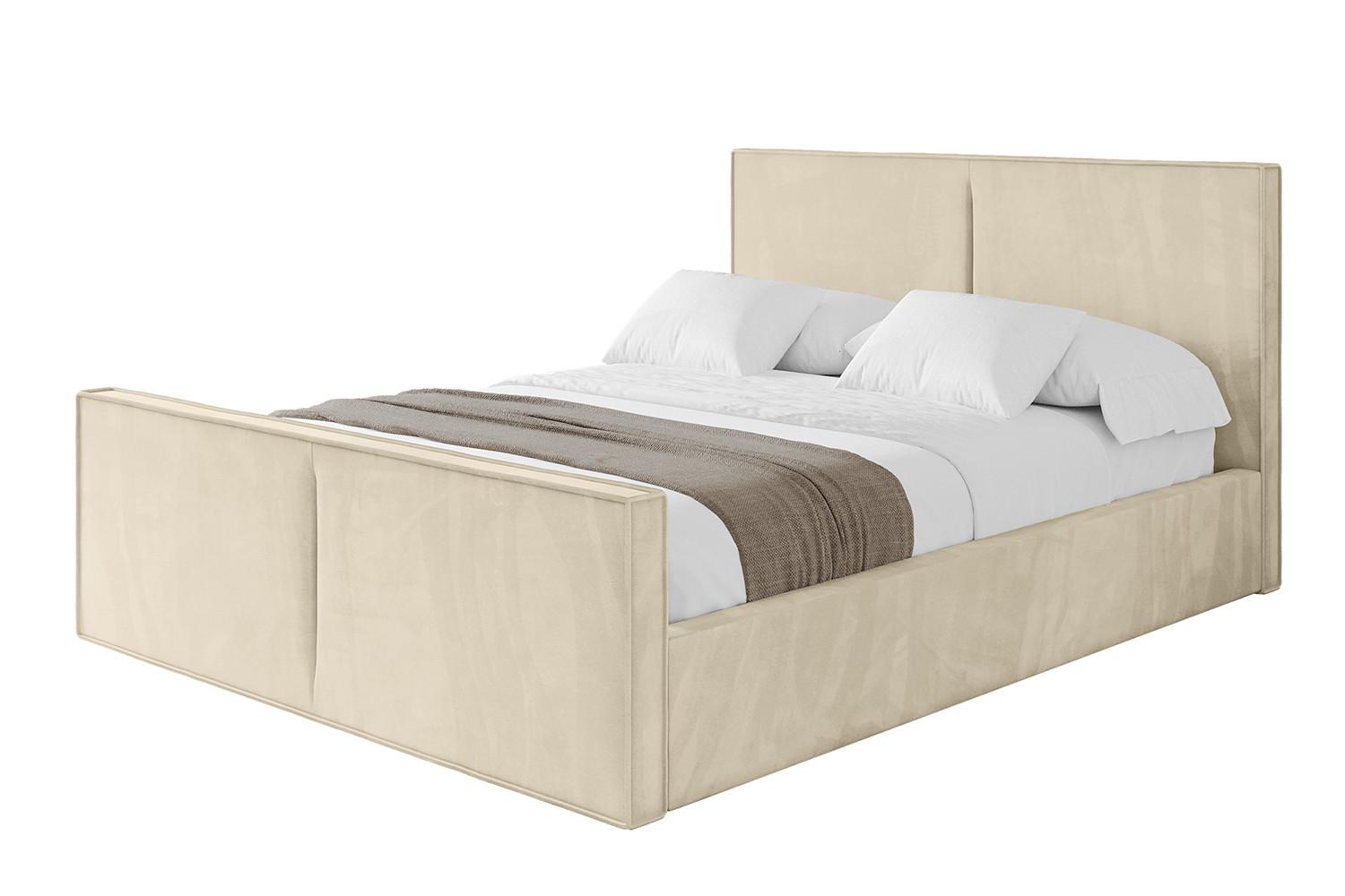 POLSTERBETT mit Bettkasten, Fußteil und Lattenrost, Boxbett mit Matratze H3/H4 - VANTO-Z 180x200 Beige - Ecru, Holzwerkstoff/Textil (180/200cm) - ALTDECOR