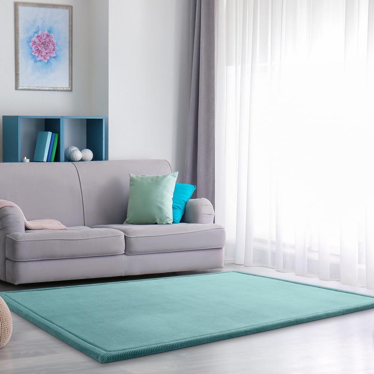 KURZFLORTEPPICH Waschbar, einfarbig, aus Polyester, Blau, 140 x 200 cm - Blau, Textil (140/200cm) - KADIMA DESIGN