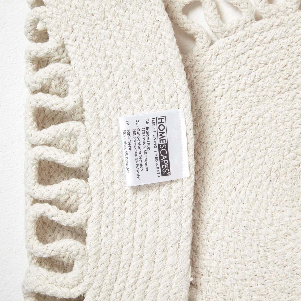 TEPPICH geflochten rund mit Häkel-Muster 70 cm - Creme, Textil (70/70cm) - Homescapes