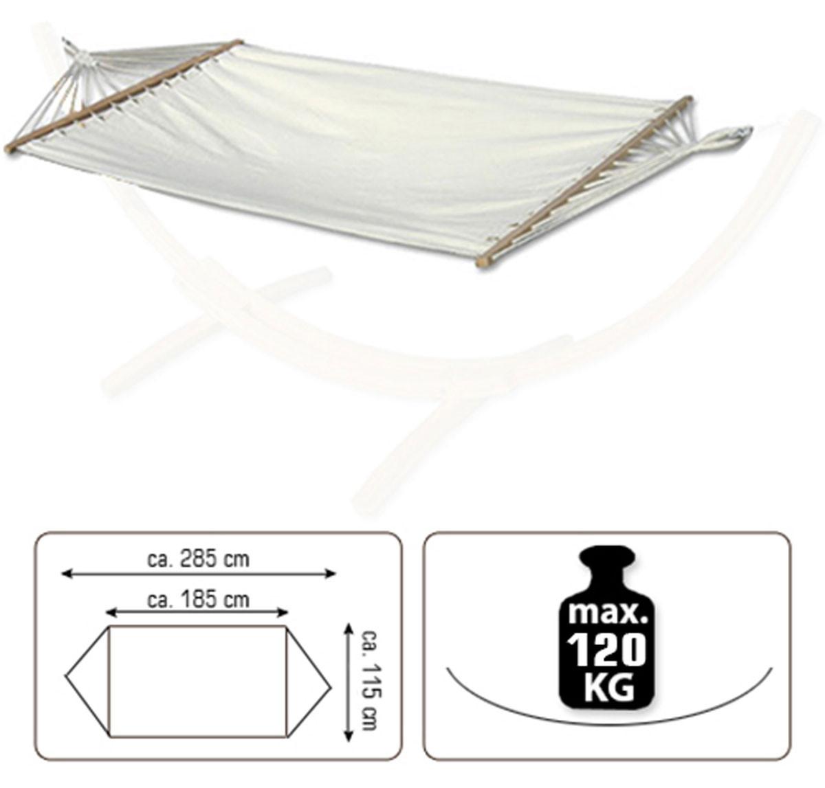 DOPPEL-HÄNGEMATTE mit Gestell bis 120kg, 200/120cm, Beige - Beige, Metall (100/90/300cm) - Amanka