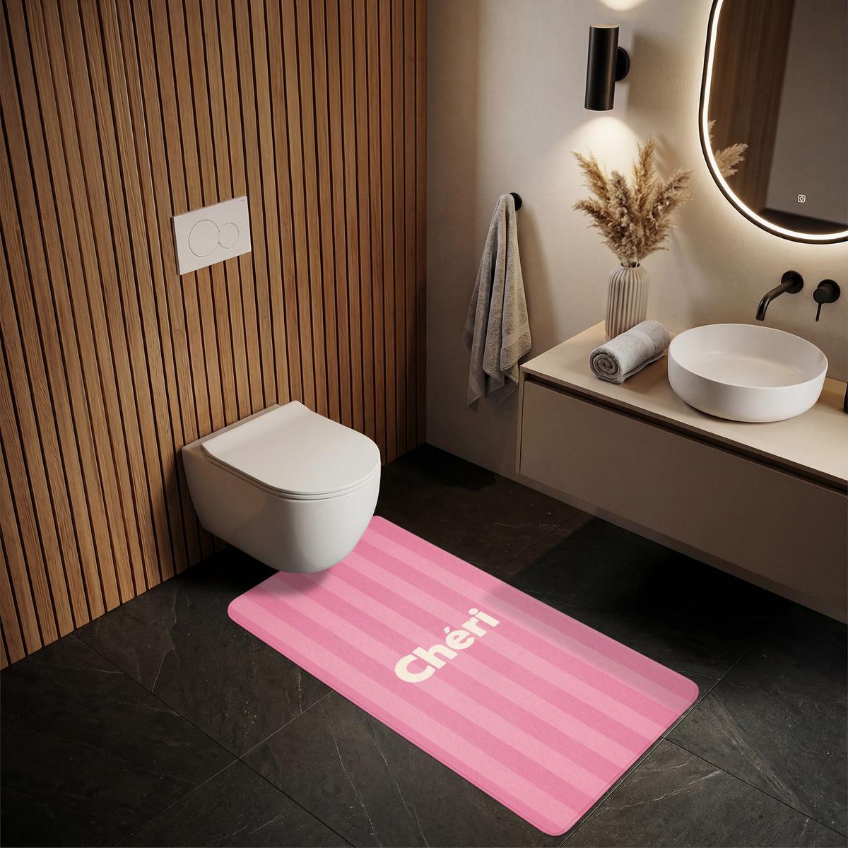 BADEMATTE Gestreift - Rosa - Chéri 60x120 cm - Pink, Textil (60/120cm) - OnlyWow