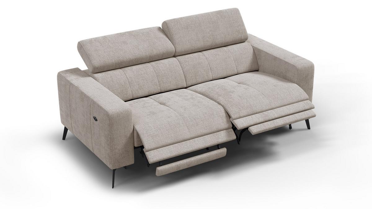 RELAXSOFA MORELLO 3-Sitzer, beige, 2 x Relax Zero Gravity - Beige, Holz/Textil (206/82/103cm) - Wozimo