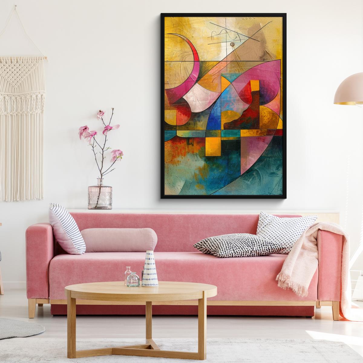 POSTER MIT RAHMENGERAHMTES BILD Kunst - Abstrakt - Modern Bilderleiste 80x120 cm - Gelb, Papier (80/120cm) - MuchoWow