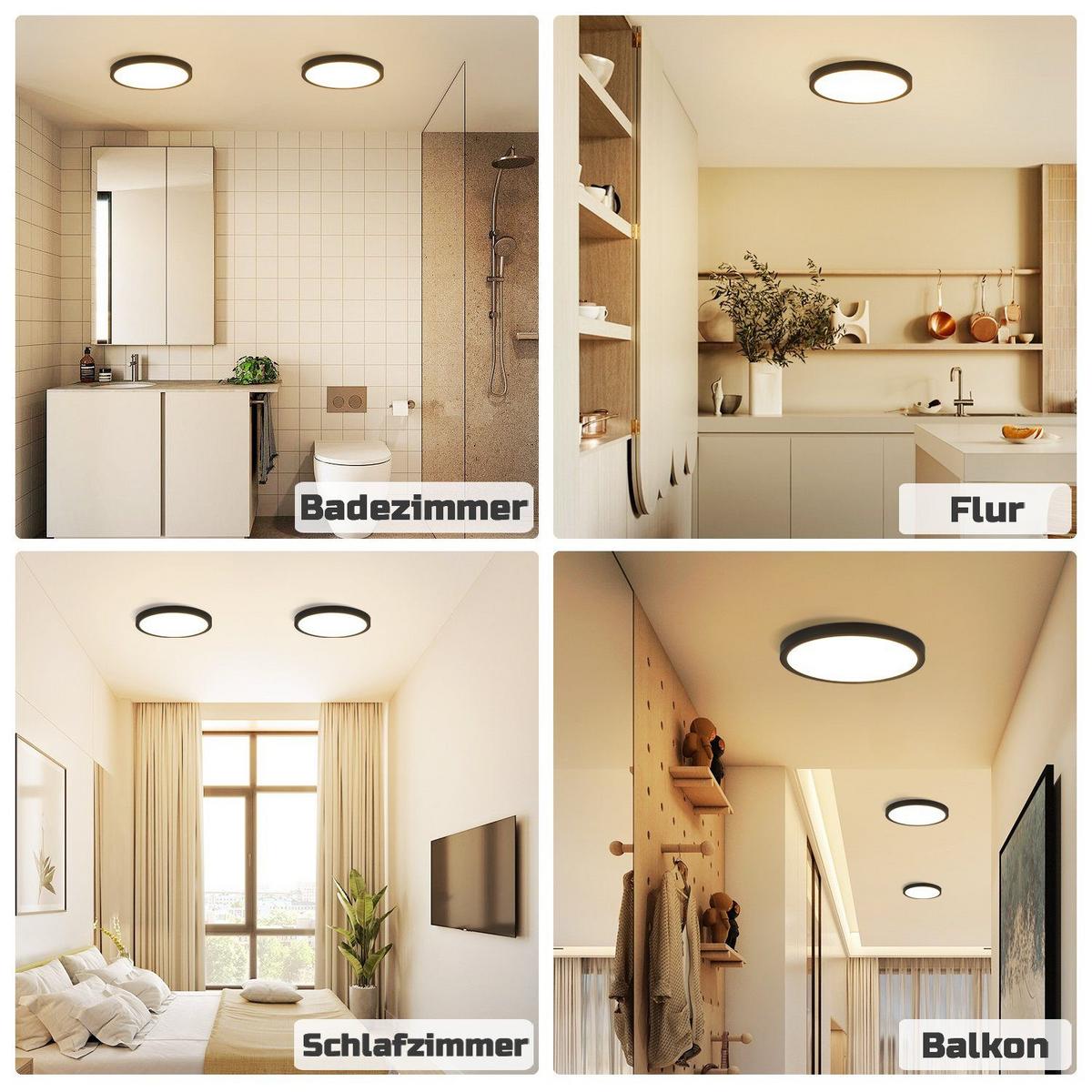LED-DECKENLEUCHTE Crescentia 18/18/3 cm - Schwarz, Kunststoff (18/18/3cm) - Nettlife