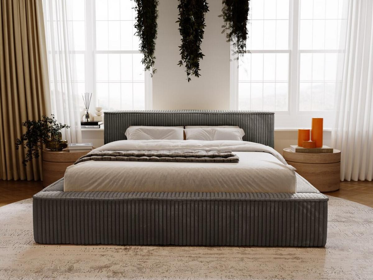 POLSTERBETT Lago 160x200 Dunkelgrau - Dunkelgrau, Textil (160/200cm) - Graingold