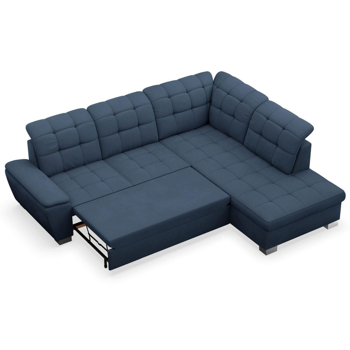 ECKSOFA Jamaal Marineblau rechtsseitig - Schwarz/Dunkelblau, Textil (212/258cm) - Selsey
