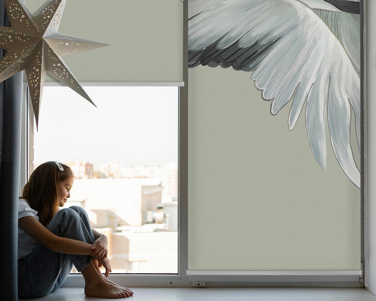 INNENROLLO - Fensterrollo - Rollo - 80x140 cm - Kranich im Flug - Grau, Kunststoff (80/140/0.5cm) - TULUP