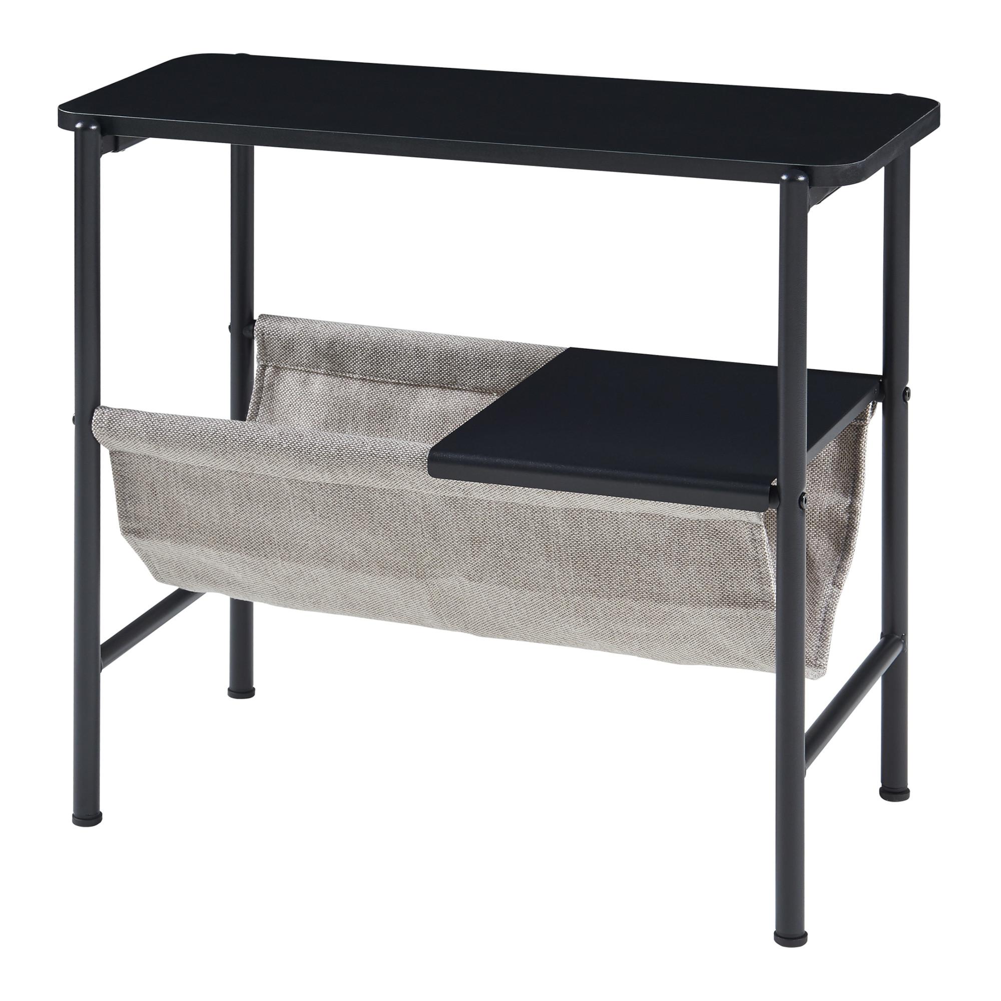BEISTELLTISCH Samnanger - Schwarz, Holzwerkstoff/Textil (60/28/53cm) - [en.casa]