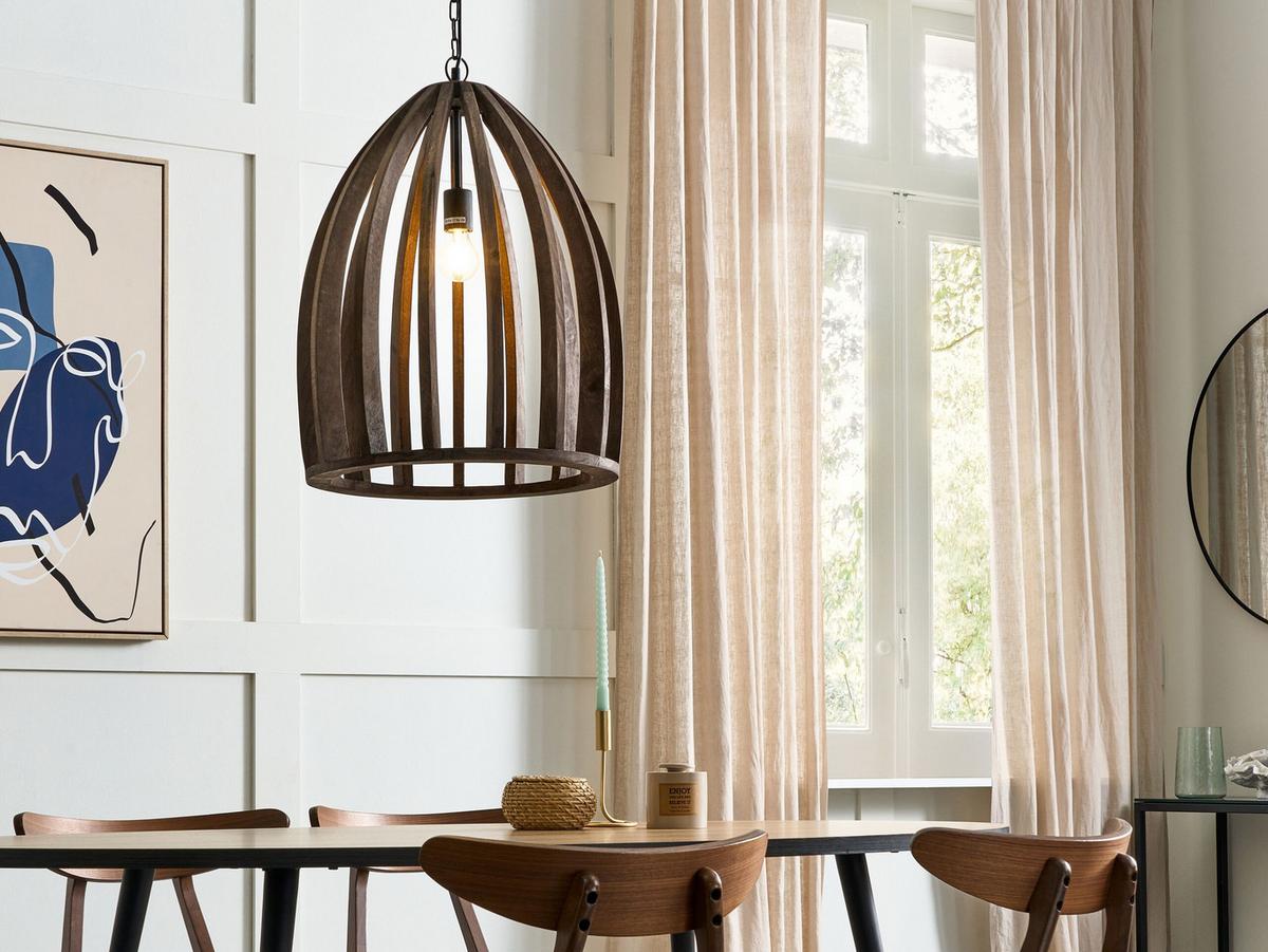 HÄNGELEUCHTE Manair 45/45/165 cm - Dunkelbraun, Holz (45/45/165cm) - Beliani