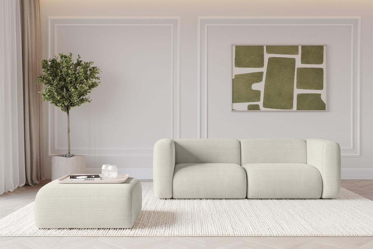 POUF MIRA-PUF 91x89x40 Creme cm Cord Modular Sitzhocker - Ecru/Creme, Holzwerkstoff/Kunststoff (91/40/89cm) - ALTDECOR