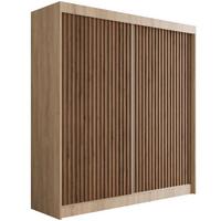 KLEIDERSCHRANK mit Lamel-Schiebetüren VILANv2 - 200 cm Sonoma Eiche+Sonoma Eiche+Lamelle Eiche Wotan - Eiche Wotan/Sonoma Eiche, Holzwerkstoff (200/215/61cm) - ALTDECOR