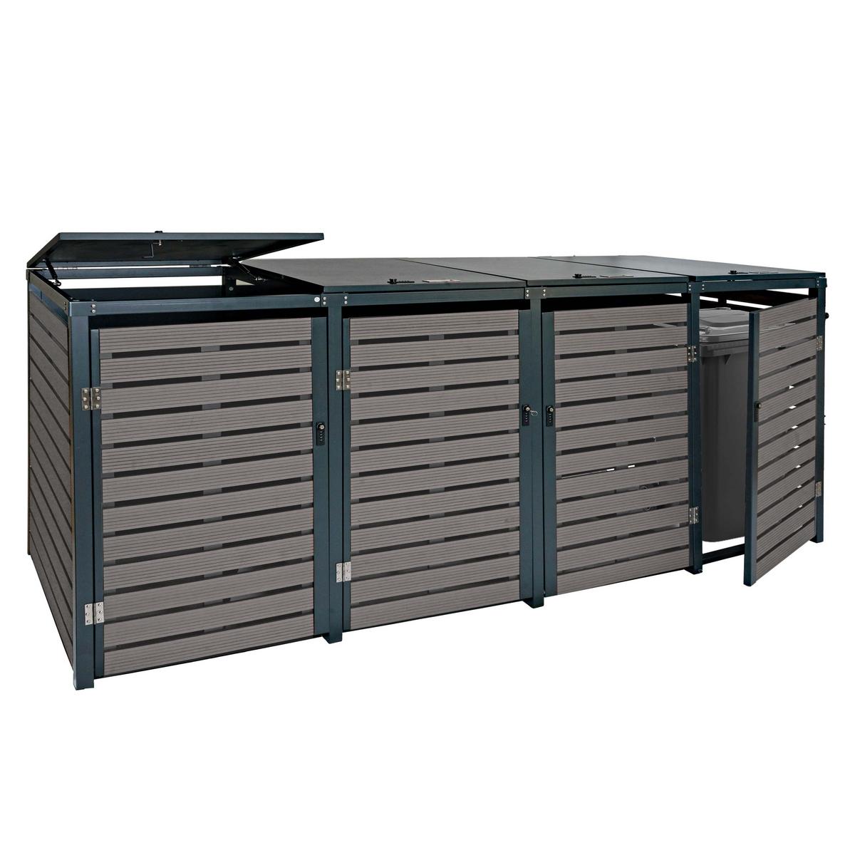 MÜLLTONNENVERKLEIDUNG 4ER Anthrazit - Anthrazit, Metall (264/119/84cm) - MCW