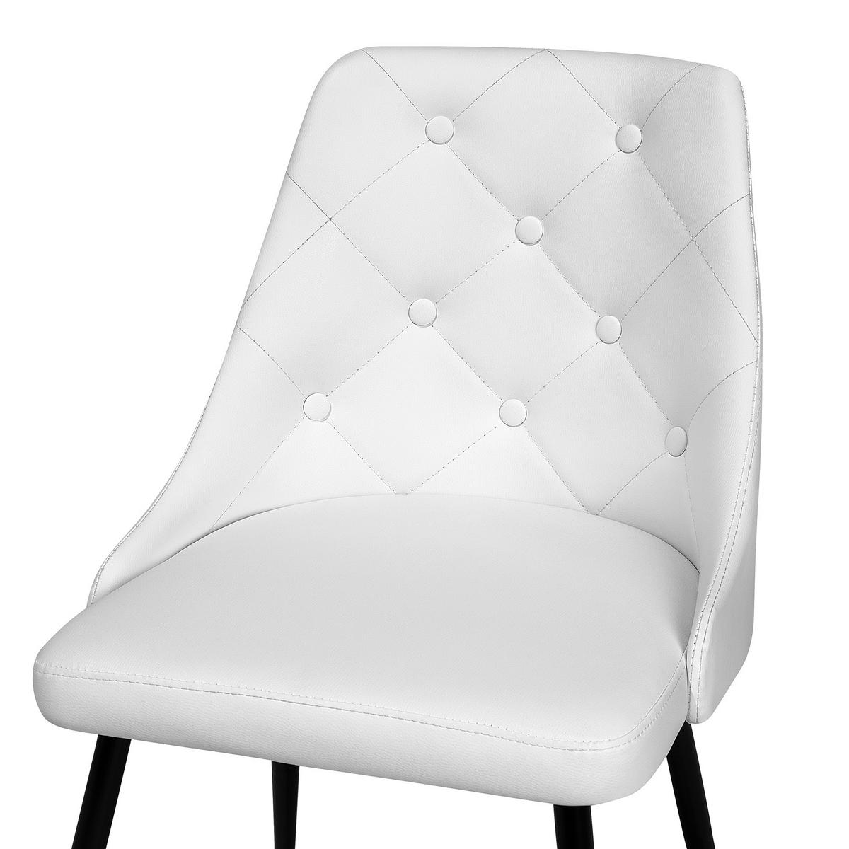 ESSZIMMERSTUHL 2er-Set Kunstleder Weiß Valerie - Weiß, Textil/Metall (49/81/59cm) - Beliani