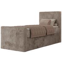BOXBETT TILIANO DUO 90/200 - Hellbraun Cord - H3 - Topper Visco - Rechts Seite - Hellbraun, Textil (90/200cm) - MKS