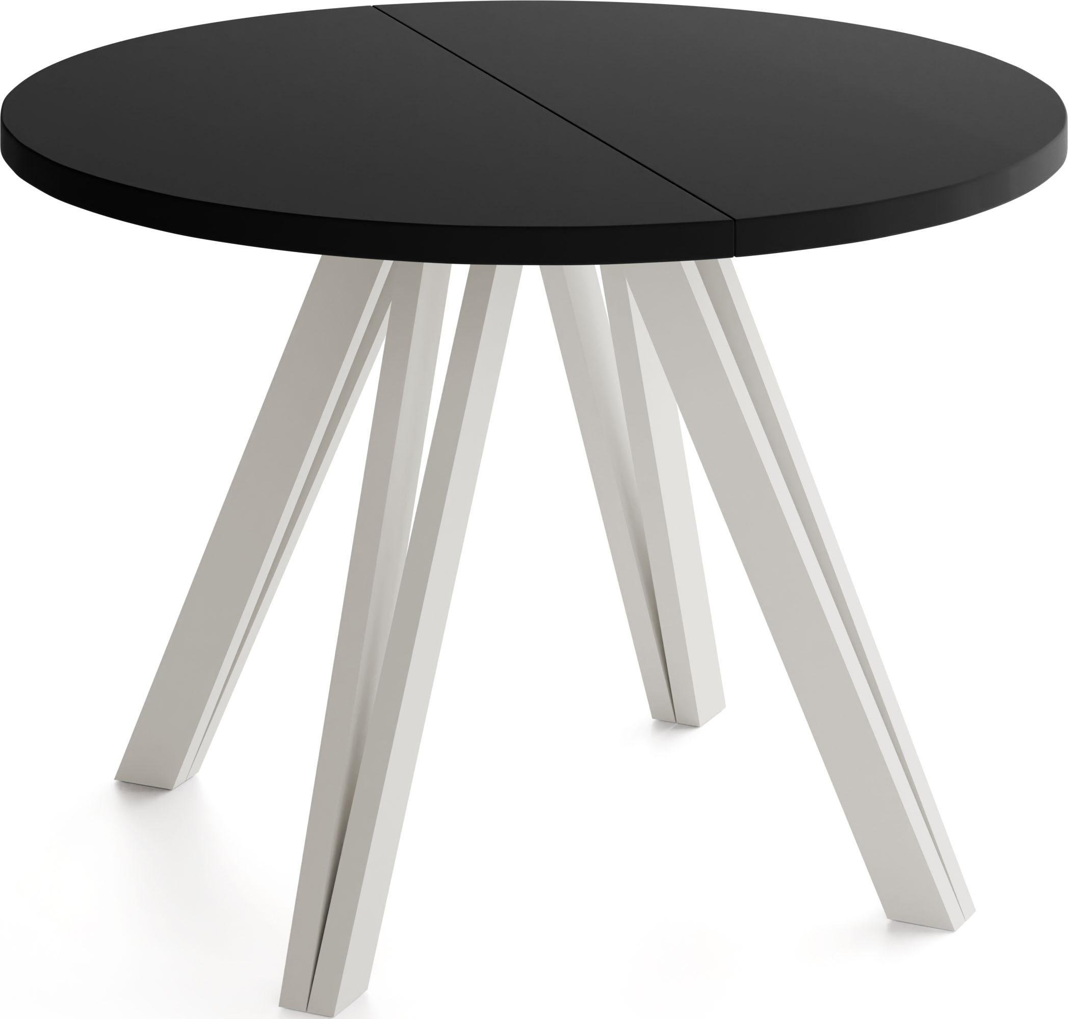 ESSTISCH Ravero runder ausziehbarer, Schwarz 100-180/100/77 cm - Kaschmir/Schwarz, Holz/Holzwerkstoff (100/180/76.5cm) - WFL GROUP