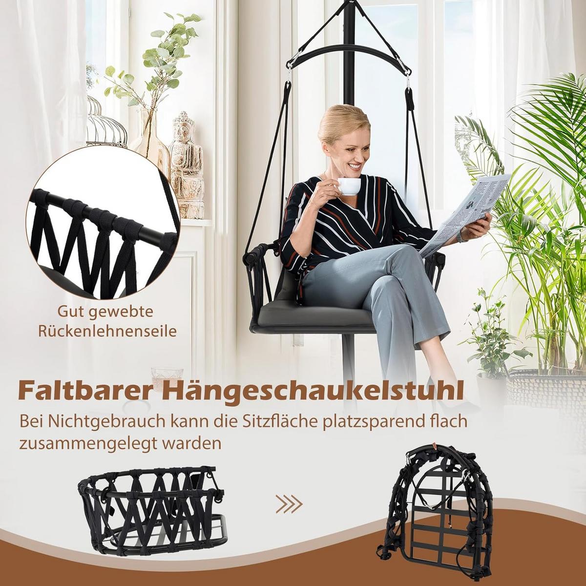 HÄNGESESSEL Grau - Grau, Metall (106/251/100cm) - COSTWAY