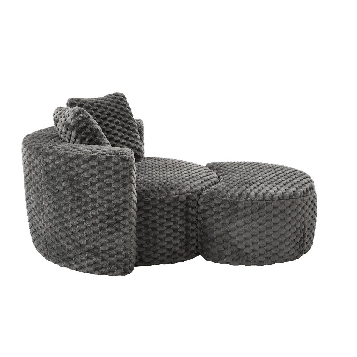 LOUNGESESSEL Mit Hocker Übergroß Rund Komprimiert Ohne Montage - Dunkelgrau, Textil (129/65/116cm) - Urban Meuble