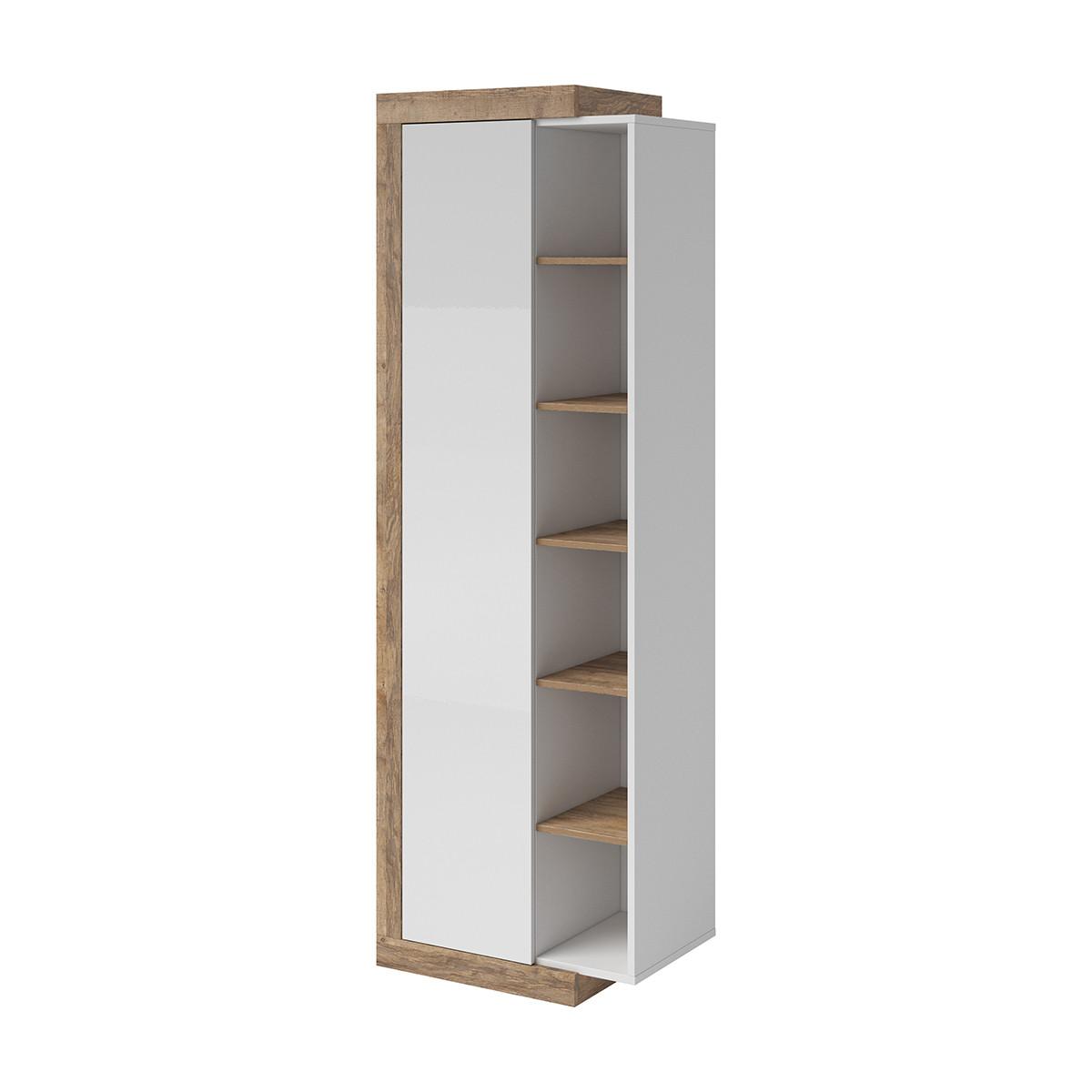 SCHRANK 1 Tür Azior Weiß und Holz - Weiß, Holzwerkstoff (67/200/40cm) - Petits-meubles
