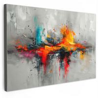 LEINWANDBILD Moderne Kunst - Orange - Grau - Abstrakt Gemälde 60x40 cm - Hellgrau, Textil (60/40cm) - MuchoWow