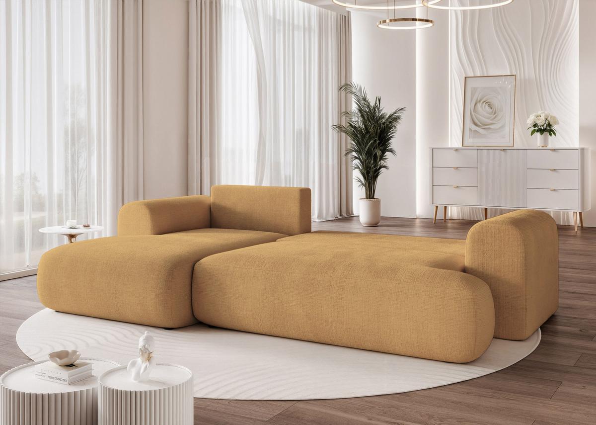 ECKSOFA BLOOM Links mit Schlaffunktion und Bettkasten Gelb - Gelb, Kunststoff/Textil (263/150cm) - Idohome