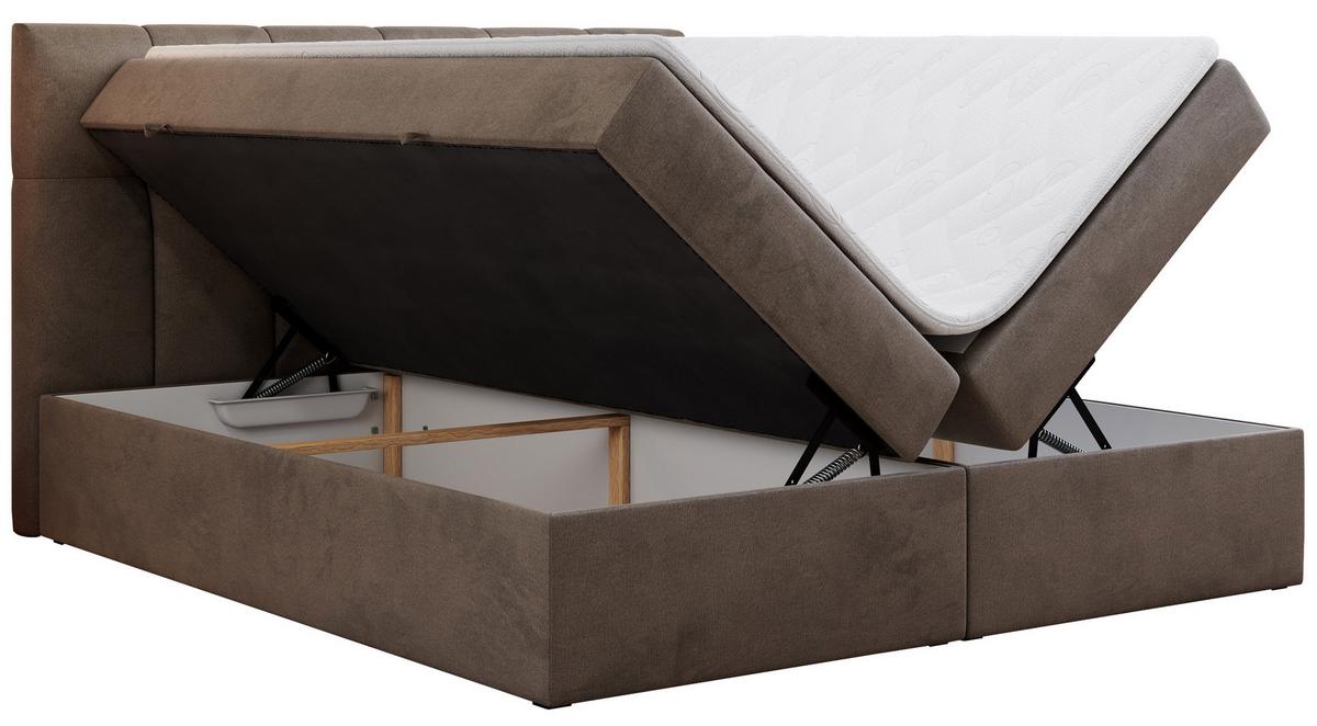 BOXBETT RICO 140/200 Braun Velvet - H3 - Braun, Holz/Textil (140/200cm) - MKS